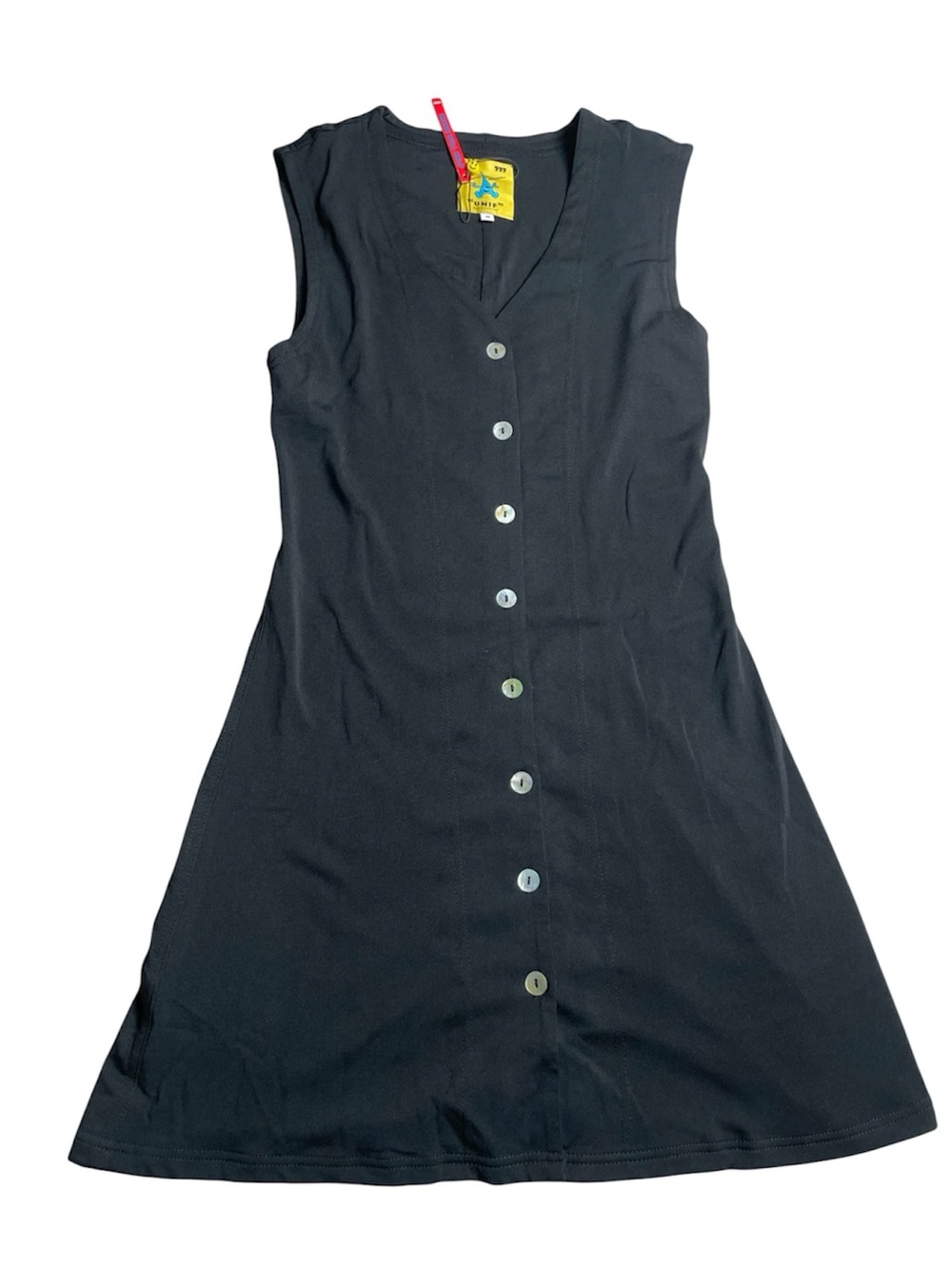 NWT UNIF Black Linen Blend Button-Front A-Line Dress – Size XS
